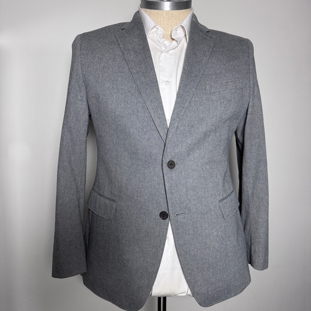 Banana Republic Blazer‎ Mens 44R Grey Herringbone Tailored Fit Emmetex Italian